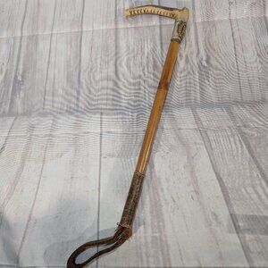 Vintage Hunting Riding Crop with Antler Handle and Engraved Plaque